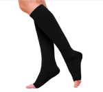 Чулки компрессионные кругловязаные, р. 4 ЧККВ ЦК до колена 1 класс компрессии с открытым мыском пара черные