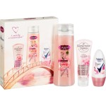 Набор подарочный для женщин, 250 мл + 80 мл + 50 мл Цветочная лагуна - гель для душа Камей Романтик + крем для рук Бархатные ручки Моменты нежности + дезодорант-антиперспирант Рексона Яркий букет шариковый коробка