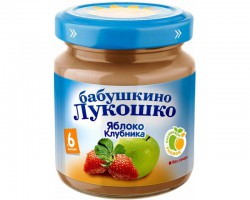 Пюре Бабушкино лукошко яблоко клубника с 6 мес 100 г