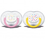 Соска-пустышка силиконовая, Avent (Авент) 2 шт SCF180/28 для девочек 6-18 мес