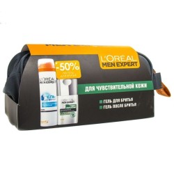 Набор подарочный для мужчин L'Oreal мен эксперт гидра сенситив гель для бритья + гель после бритья